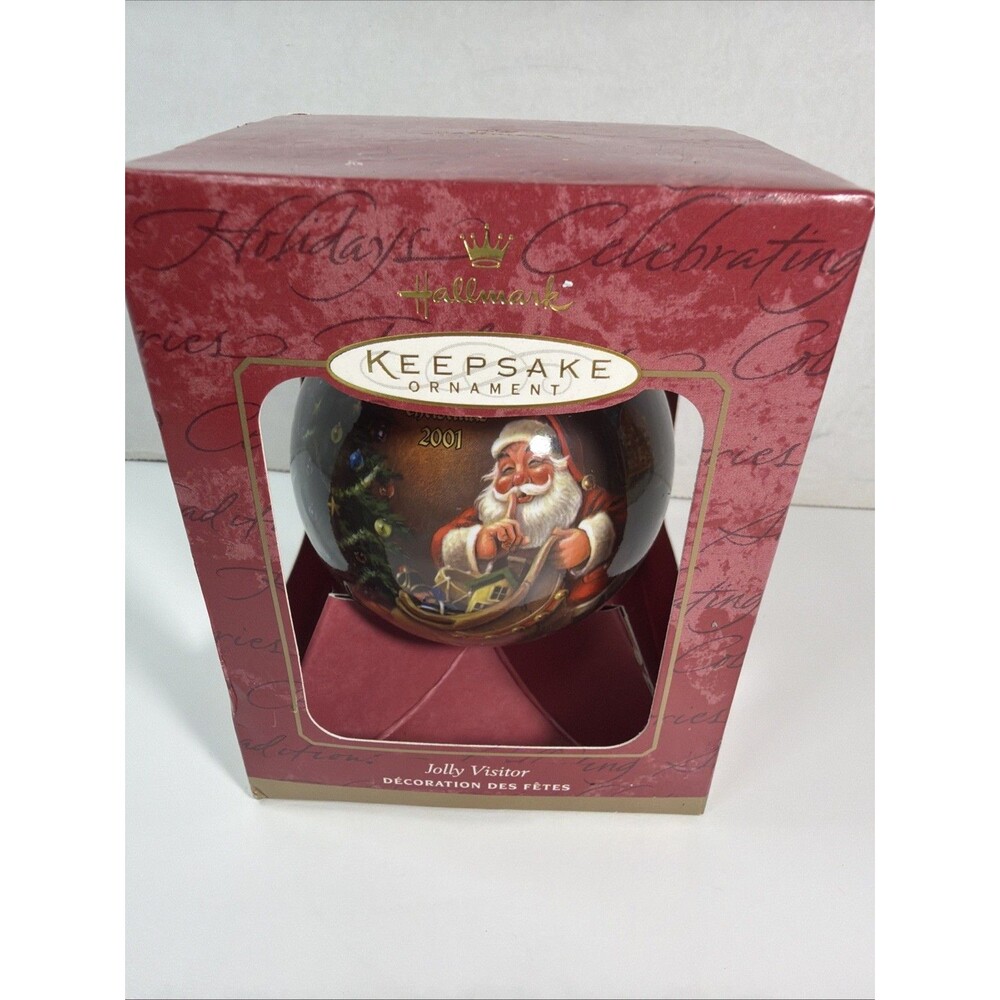 Hallmark Keepsake Christmas Ornament Jolly Visitor 2001 In Box NEW SANTA Tree